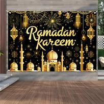 Ramadan Banner Eid al Fitr Celebration Party Background Decoration Ramadan Celebration Party Supplies Wall Decoration 100X70CM