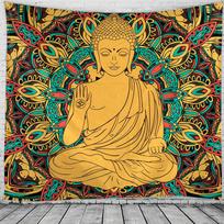 Indian Buddha Statue Ancient Buddhist Tapestry Living Room Bedroom Wall Meditation Psychedelic Yoga Wall Hanging Bohemia 100X70CM