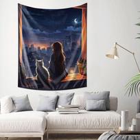 As Night Falls and the City Lights Twinkle  Decorative Hanging Tapestries 100X70CM