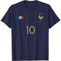 France Football Number 10 Retro Futbolo Grafinis Marškinėliai Kvėpuojantys Medvilniniai Laisvalaikio Apvalios Kaklo Marškinėliai S mėlyna