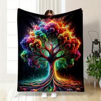 Colorful Trippy Tree Blanket Bedroom Blanket for Livingroom Couch Lunch Break Soft Throw for Friend's Festival Gift 75X95CM