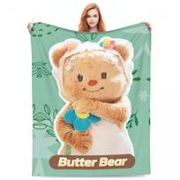ButterBear Gėlės Šiltos Minkštos Antklodės Dekoratyvinis Pliušinis Mėtomasis pledas Juokingas Lauko Flanelinis Lovatiesė Sofos Lovo Dangalas 75X95CM