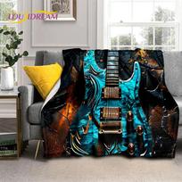Klasikinio kaukolės elektrinės gitaros muzikos instrumentų pledas, minkštas pledas namams, miegamajam, lovai, sofai, iškylai, vaikų dovana 75X95CM