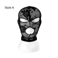 Women Sexy Black Lace Full Face Mask, Stretch Mesh Hood with Eye and Mouth Openings for Halloween Cosplay Party balta