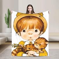 Sarah Kay Su Katė Megztas Pledas Minkštas Estetiškas Pliušinis Lovos Patalynė Metimai Namų Dekoras Kempingas Flanelinis Antklodė Lovos Užvalkalas 75X95CM