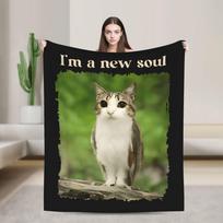 Miau Katė Pelėda Smegenų Puvinys Gen Miau Antklodės Vilna Ruduo Nešiojamos Super Šiltos Mesti Antklodės Namams Biurui Pliušinės Plonos Antklodės 75X95CM
