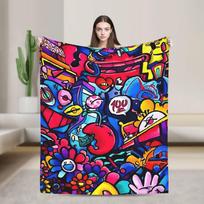 Animacinis mielas piešinukas Antklodė Kokybiška Šilta Minkšta Mėtoma antklodė Ruduo Vaikams Suaugusiems Lauke Juokinga Lovatiesė 75X95CM