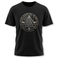 Viking Valknut Symbol T-Shirt | Norse Asgard Shield Graphic Print Tee Shirt S įvairiaspalvis