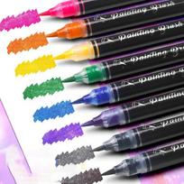 Shimmer Metallic Butterfly Brush Pens Set, Nylon Soft Flexible Tip Calligraphy Hand Lettering Art Drawing, Shimmering Ink Markers pilka