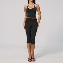 Gym suit, women's neck strap, chest pad, beautiful back, quick-drying belly, high waist Pilates sportswear S
