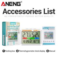Portable ANENG AP01 LCD Digital Thermo-hygrometer Indoor Electronic Clock Multiscene Measurement Air Temperature Hygrometer Test Tools Battery Version A