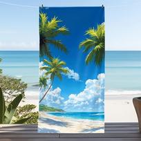 Traditional Tropical Resort Towel Vibrant Greenery Detail Sand Free Technology for Beach Volleyball Game 50x100cm