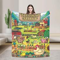 Creature in Stardew Valley Blankets Cute Jimino Animals Wool Awesome Soft Throw Blanket Chair Covering Sofa Spring/Autumn Travel Size: 75*100cm, Weight: 230 GSM