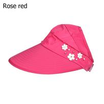 Women Ladies Summer Foldable Anti-UV Beach Cap Sun Hat Visor Caps Casual Hats rožinė raudona spalva