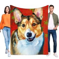 Cozy Corgi Throw Blanket Soft Plush Pet Design Super Warm Fleece Sofa Bed Gift for Dog Lovers, Perfect for Home Decoration and W Size: 75*100cm, Weight: 230 GSM