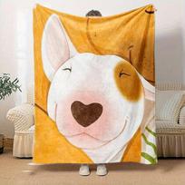 Bull Terrier Face Heart-Shaped Nose Blanket - Cozy Soft for Sofa, Office, Camping, Home, Great Holiday Gift Size: 75*100cm, Weight: 230 GSM