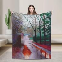 David Hockney California Pool Palm Villa Blanket Warm Soft Plush Throw Blanket For Child Home Decor Flannel Bedspread Bed Cover Size: 75*100cm, Weight: 230 GSM