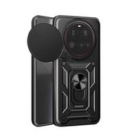 Slankioji kameros apsauga Xiaomi 15 Ultra 14T, piršto žiedas, magnetinis stovas, telefono dėklas Xiaomi 14 Ultra 15 14T Pro, atsparus smūgiams dėklas xiaomi 15 juoda
