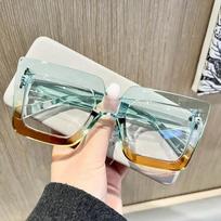 Large Square Frame Anti-Blue Light Plain Glasses Retro Luxury Brand Designer Black Eyeglasses Computer Transparent Eyewear