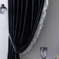 Blackout Curtains with Sheer Layer – Velvet Fabric, Lace Trim, Hook Top Window Drapes, Contemporary Style 1.0m wide * 1.4m high juoda