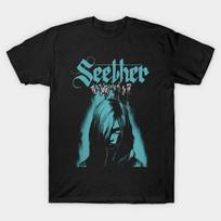 Men Black Print T-shirt Seether-Band No-Cut Transfer Paper Print Cotton Tshirt M juoda