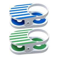 Clip-On Drink Holder for Chair, Portable Cup Holder for Beach Chair Patio Table, Striped Outdoor Clamp on Beverage Caddy for Pool Cruise E