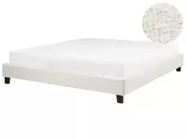 Lova be galvūgalio Boucle ROANNE 180 x 200 cm šviesiai smėlio spalvos