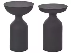 2 pagalbinių staliukų komplektas COTA/TENJO metalinis juodas