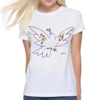 Pablo Picasso Dove of Peace T-Shirt, 100% Cotton Tee, Men's Women's All Sizes (ISK-902651) 4XL white