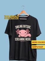 Smiling Outside Screaming Inside Shirt, Cute Axolotl Lovers GifT shirt, Aquatic Salamander Shirt, Ultra Soft Premium Tee S