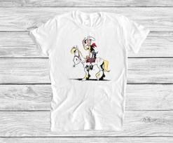 Cartoon Cowboy Lucky Luke T shirt, Western Rodeo Graphic Tee L