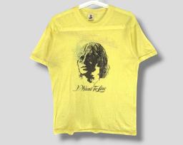 Vintage 70s John denver i want to live spring tour paperthin T-Shirt collectible acoustic folk music tee single stitch yellow Small 4XL