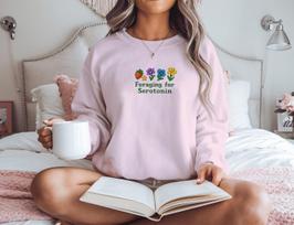 Foraging for Serotonin T-shirt, Stardew Valley Inspired Shirt, Cozy Gamer Gift, Cottagecore Aesthetic, Cute Floral Gaming Apparel S