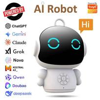 Pažangus pokalbių mokomasis robotas, dirbtinio intelekto emocinis palydovas, išmanus emocinis interaktyvus vaikų mokymosi žaislas balta