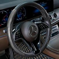 2026 Laser Carbon Fiber Silicone Car Steering Wheel Cover 1K Micro Fiber Leather PVC Wheel Booster Cover Non-Slip Universa 2pcs silver