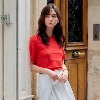 Mommet Lee Ann Wave Short-Sleeve Knit Red Free