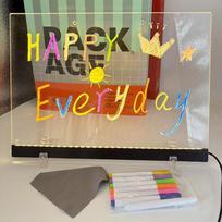 LED Message Board Light  Acrylic Painting Wipeable Color Fluorescent  Graffiti DIY Stall Memo Pad Glowing Message Display Light 5 balta