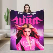 L-Lolas I-Indigos Spanish Singer Flannel Blanket for Living Room Airplane Travel Street Trend Bedspread Sofa Bed Cover Size: 75*100cm, Weight: 230 GSM