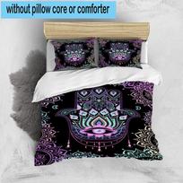 Colorful Hamsa Mandala Pattern 3pcs Bedding,Including 1pc Duvet Cover And 2pcs Pillowcases Perfect for Christmas,Ideal for Bedroom, Dormitory 135cm*200cm