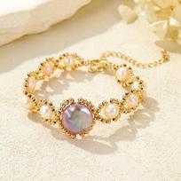 Vintage-Inspired Handmade 14K Gold-Filled AAAA Grade Coin Pearl Bracelet with Elegant Brass Details Lobster Clasp for Weddings clss-93 auksas