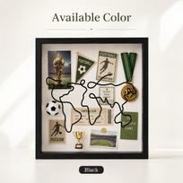 MDF Shadow Box Medal Display Frame World Map Hollow Storage Frame For Sports Medals Ticket Memorabilia Wall Decor (Black,20*20cm) juoda