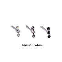 30pcs/Set Stainless Steel Screw Nose Stud Piercing Clear Crystal Flower S Shape Bone Studs Straight Ring Fashion Body Unisex