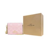 COACH Padengtas Drobės Piniginė su Odos Detalėmis Mini Moteriška Rožinė Pink rožinė