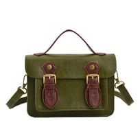 Pu Leather Messenger Bag College Style Small Square Bag Fashion Crossbody Bag  Travel žalia