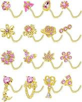 16Pcs Nose Rings Nose Stud Stainless Steel Butterfly Flower Leaf Heart Moon Dangle Nose Stud Ring Body Piercing Jewelry auksas