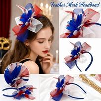 Halloween Tulle Feather Headband for Costume Party Dance Performance - 3 Colors One Size mėlyna