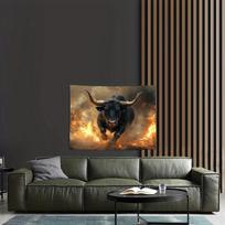 Wild Bull Tapestry Flame Mane Living Room Studio Bar Decoration Modern Light Luxury Style Wall Decorations 100X70CM