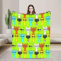 Sprunki Fuzzy Blanket Sprunki boys Oren Just a boy who loves Sprunki Throw Blankets for Bed Sofa Couch Rug Piece Size: 75*100cm, Weight: 230 GSM