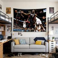 LeBron James And Dwyane Wade Iconic Moments Sports History Tapestry Wall Decor for Bedroom Dormitory Home Decor 100X70CM