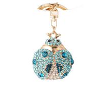 Lovely Ladybird Insect Keyring Animal Rhinestone Hanging Pendant  for Women/Men mėlyna